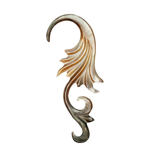 Perlmutt Piercing Flügel Hook 2mm Expander Muschel filigran handgeschnitzt Ohr