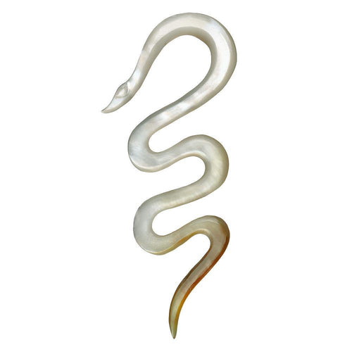 Perlmutt Piercing Schlange Hook 4mm Expander Muschel filigran handgeschnitzt Ohr