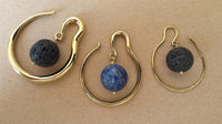 Load image into Gallery viewer, Ohr Piercing Brass gold antik Stein Kugel Lapis Lazuli Bogen 1.2mm 4mm
