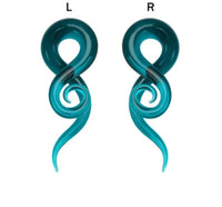 Cargar imagen en el visor de la galería, Piercing Feuerglas Spiral Taper blau Dehnschnecke 30g
