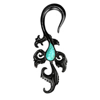 Cargar imagen en el visor de la galería, Horn Piercing Dehnspirale Türkis Inlay Feder Pfau
