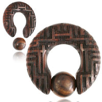 Load image into Gallery viewer, Klemmkugel Ring Narraholz Piercing Labyrinth Gravur
