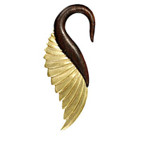 Cargar imagen en el visor de la galería, Piercing Hook Schwan Dehnschnecke aus Narraholz Brass
