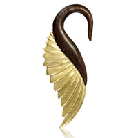 Cargar imagen en el visor de la galería, Piercing Hook Schwan Dehnschnecke aus Narraholz Brass
