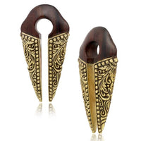 Cargar imagen en el visor de la galería, Piercing Ohrgewicht Arangholz Brass Ornament Pfeil 12mm
