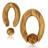 Cargar imagen en el visor de la galería, Ohrgewicht Klemmkugel Ring Olivenholz 12mm Piercing oval
