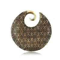 Load image into Gallery viewer, Ohrgewicht Brass Piercing 4mm Blume des Lebens Spirale
