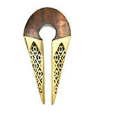 Load image into Gallery viewer, Ohrgewicht Brass Holz 12mm Pfeil Karo Stanz Muster
