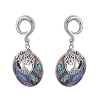 Load image into Gallery viewer, Ohrgewicht Piercing Edelstahl Abalone Baum des Lebens
