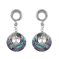 Load image into Gallery viewer, Ohrgewicht Piercing Edelstahl Abalone Baum des Lebens
