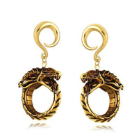 Load image into Gallery viewer, Ohrgewicht Piercing Hook Edelstahl PVD Weltenschlange
