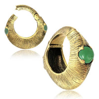 Cargar imagen en el visor de la galería, Ohrgewicht Brass 6mm Clicker Piercing grüne Jade Creole
