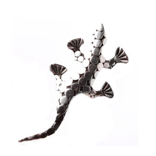 Silberanstecker Silberbrosche Unisex Schmuck Anstecker Brosche 925er Sterling Silber Gekko Kreise Bali