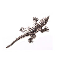 Load image into Gallery viewer, Silberanstecker Silberbrosche Unisex Schmuck Anstecker Brosche 925er Sterling Silber Gekko Kreise Maul offen
