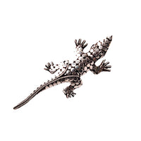 Load image into Gallery viewer, Silberanstecker Silberbrosche Unisex Schmuck Anstecker Brosche 925er Sterling Silber Gekko Kreise Maul offen
