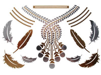 Load image into Gallery viewer, Tattoo golden silbern temporär Motivbogen Klebetattoos Blütenkette Schmuck Tattoos
