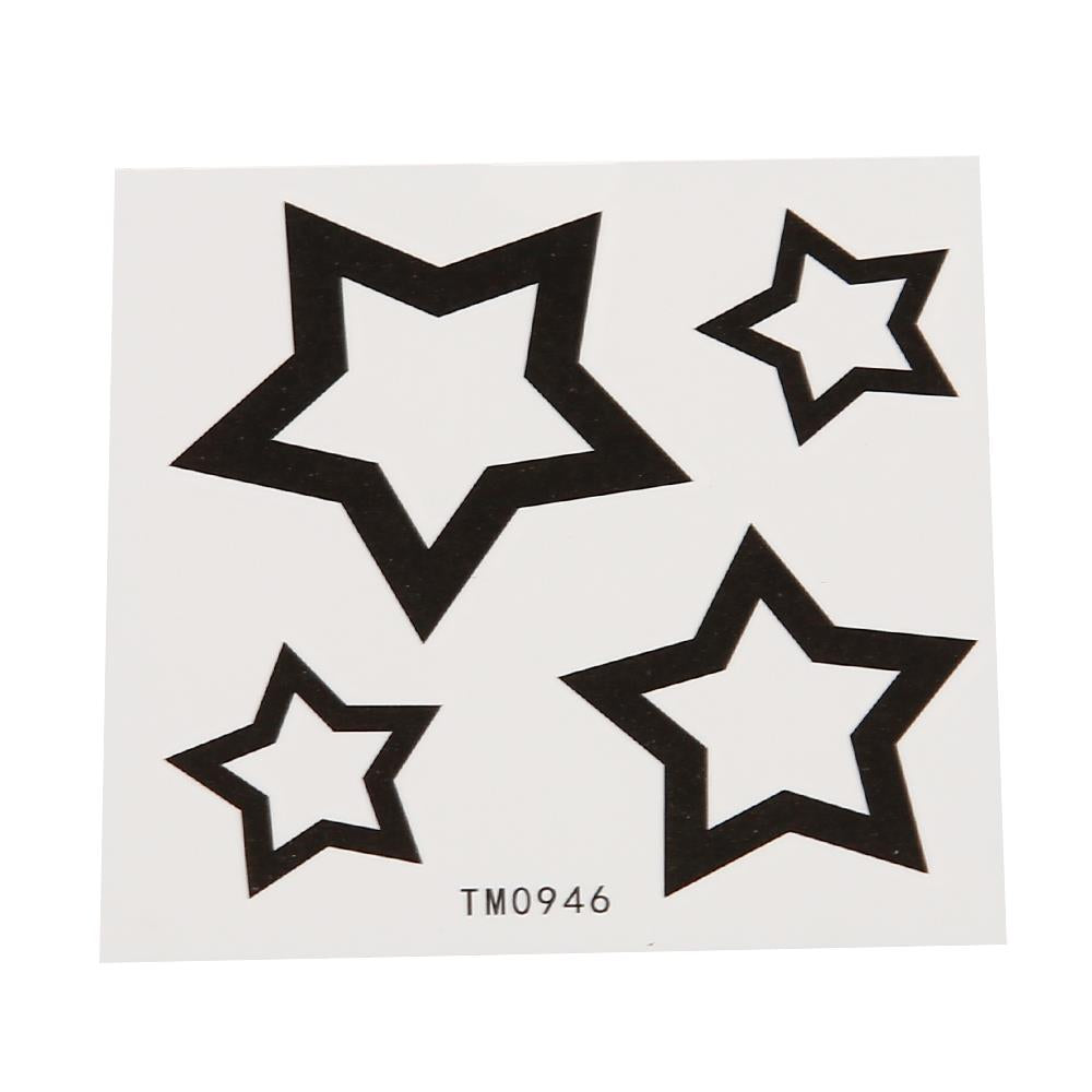 Klebetattoo temporär Sterne einfaches Design hohl schwarz 4 Motive 1 Bogen