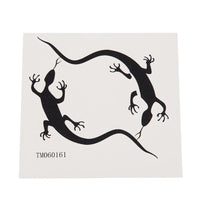 Load image into Gallery viewer, Klebetattoo temporär 2 Eidechsen gebogen Kreis schwarz schlicht 1 Bogen
