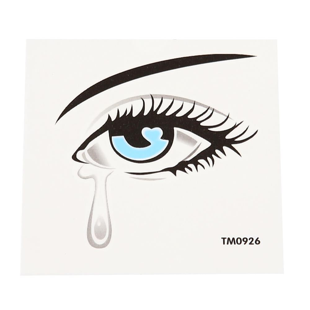 Klebetattoo temporär Auge schwarz weinend blaue Pupille Träne einzeln 1 Bogen