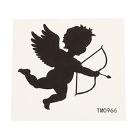 Load image into Gallery viewer, Klebetattoo temporär Amor Engel Liebesengel Pfeil Liebe schwarz schlicht 1 Bogen
