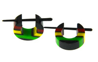 Cargar imagen en el visor de la galería, Pin Creolen Stick Ohrringe Acryl Rasta Farben 1.6mm
