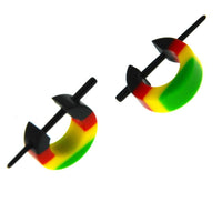 Cargar imagen en el visor de la galería, Pin Creolen Stick Ohrringe Acryl Rasta Farben 1.6mm
