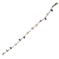 Load image into Gallery viewer, Steinsplitter Perlen weiß lila Armband Damen Karabinerverschluss 18cm nickelfrei
