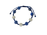 Cargar imagen en el visor de la galería, Glitzerkugel Armband Kristall weiß Lapis blau Kugeln Perlen Damen Schmuck
