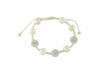 Cargar imagen en el visor de la galería, Glitzerkugel Armband Kristall weiß Zuchtperle Kugeln Perlen Damen Schmuck
