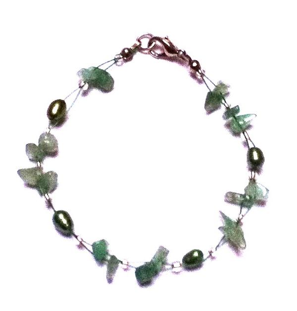Armband Perlen grün metallic Steinsplitter nickelfrei Damen Glitzer Schmuck Karabiner Armbänder
