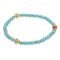 Cargar imagen en el visor de la galería, Armband Brass golden Glitzer Ringe türkis Kristalle facettiert Perlen verstellbar
