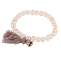 Cargar imagen en el visor de la galería, Armband Brass Glockenblume Quaste braun Perlen weiß Kristall Style verstellbar
