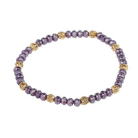 Load image into Gallery viewer, Armband Perlen facettiert lila schimmernd Brass Kugel verstellbar
