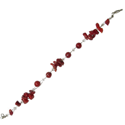 Splitter rot Koralle Perlen Armband Bündel Damen Karabinerverschluss nickelfrei 18cm-20cm