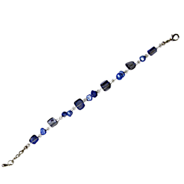 Armband blau Perlmutt Splitter Perlen Damen 18-20 cm verstellbar nickelfrei Karabiner