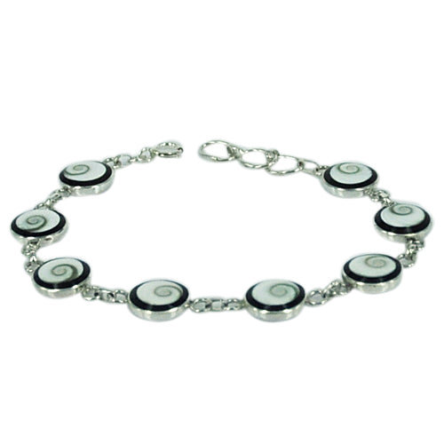 Shivaauge Armband Shiva Auge Raisin schwarz Rand rund 925er Sterling Silber Damen Schmuck