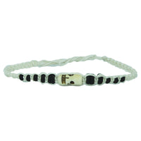 Cargar imagen en el visor de la galería, Holzperlen schwarz Armband weiß Totenkopf Boneperle Wachsfaden handgefädelt unisex

