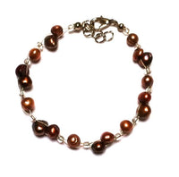 Cargar imagen en el visor de la galería, Armband kupfer braun Perlen Glasperlen Edelstahl Damen Glitzer Schmuck verstellbar
