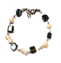 Cargar imagen en el visor de la galería, Armband braun weiß bunt Perlen Perlmutt nickelfrei Damen Glitzer Schmuck verstellbar Karabiner
