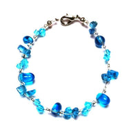 Load image into Gallery viewer, Splitter Glasperlen Armband blau Damen Karabinerverschluss nickelfrei 18cm-20cm
