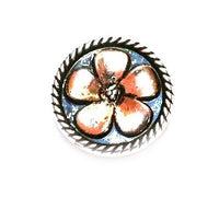 Load image into Gallery viewer, Chunks Buttons Druckknöpfe Click Button für Lederarmband Chunk Edelstahl rund Armband Muster Blüte

