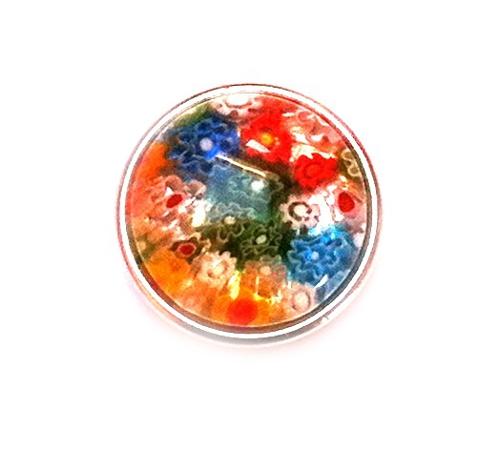 Chunks Buttons Druckknöpfe Click Button für Lederarmband Chunk Edelstahl rund Armband Blumen bunt 3D