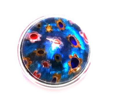 Chunks Buttons Druckknöpfe Click Button für Lederarmband Chunk Edelstahl Armband Blumen blau 3D