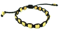 Load image into Gallery viewer, Designer Armbänder schwarz Brass Armband Messing Beads eckig Baumwolle gewachst Unisex
