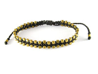 Load image into Gallery viewer, Designer Armbänder schwarz Messing Beads außen Brass Armband Baumwolle gewachst Unisex
