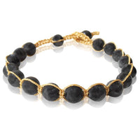 Load image into Gallery viewer, Designer Seidenfaden Armband schwarz grau gold Edelsteine Armbänder verstellbar
