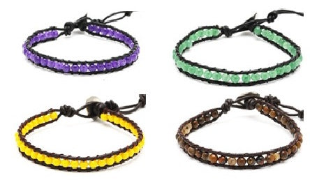 Lederarmbänder Achat gefärbt Perlen durchscheinend Armband Leder verstellbar unisex