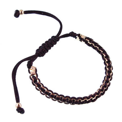 Brass Armband Kunstseide Faden geflochten Damen 25 cm