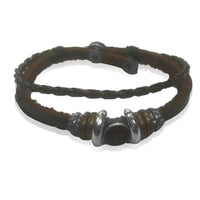 Cargar imagen en el visor de la galería, Surfer Lederarmband geflochten Kristall schwarz rund Band Brass verstellbar Leder Ringe nickelfrei
