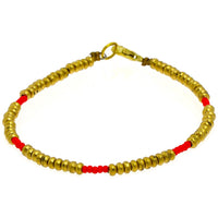 Load image into Gallery viewer, Messing Armband rot golden Scheiben nickelfrei Perlen antik Tribal Brass 20,5 cm Karabiner
